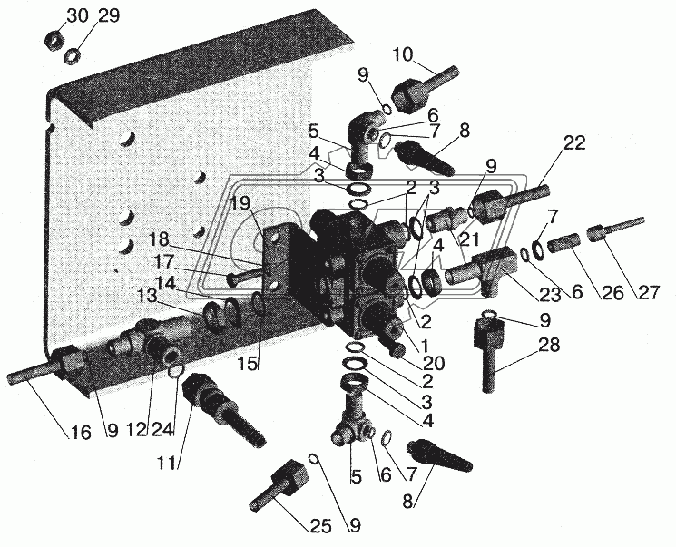 Крепление четырехконтурного клапана МАЗ-551605, 551603