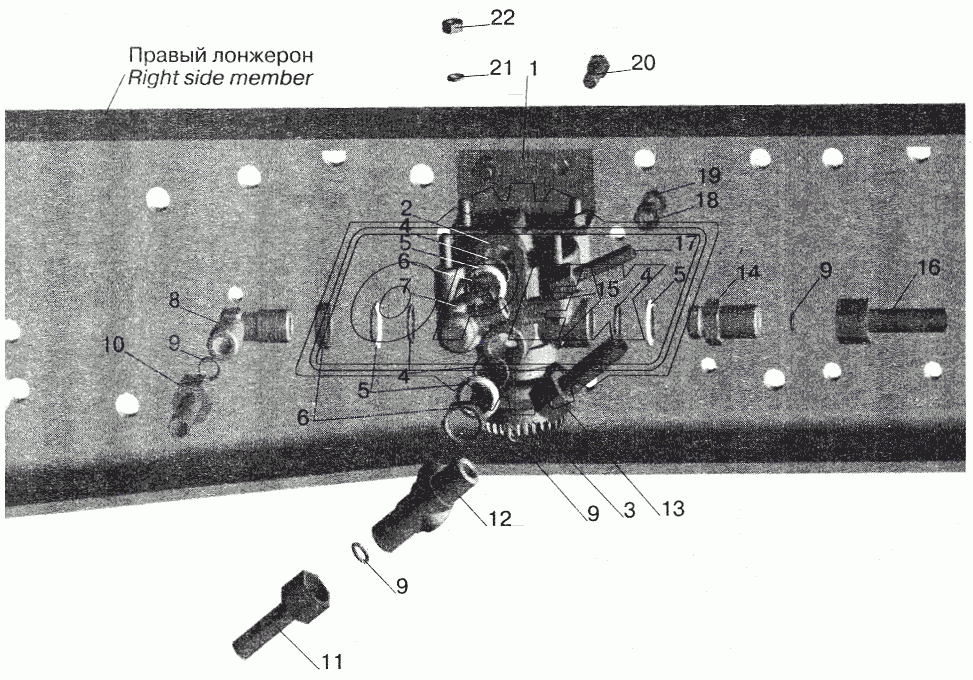 Установка ускорительного клапана и присоединительной арматуры МАЗ-642208, 642205 1