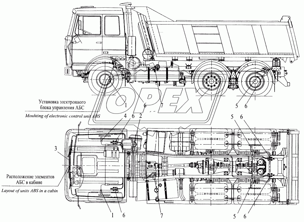 Установка элементов электрооборудования АБС на автомобиле МАЗ-551605