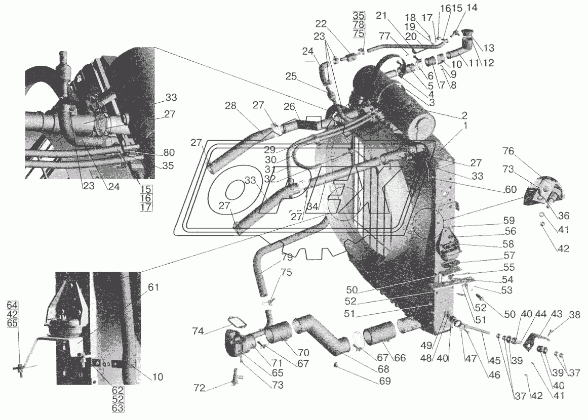Установка системы охлаждения МАЗ-642208, 543208