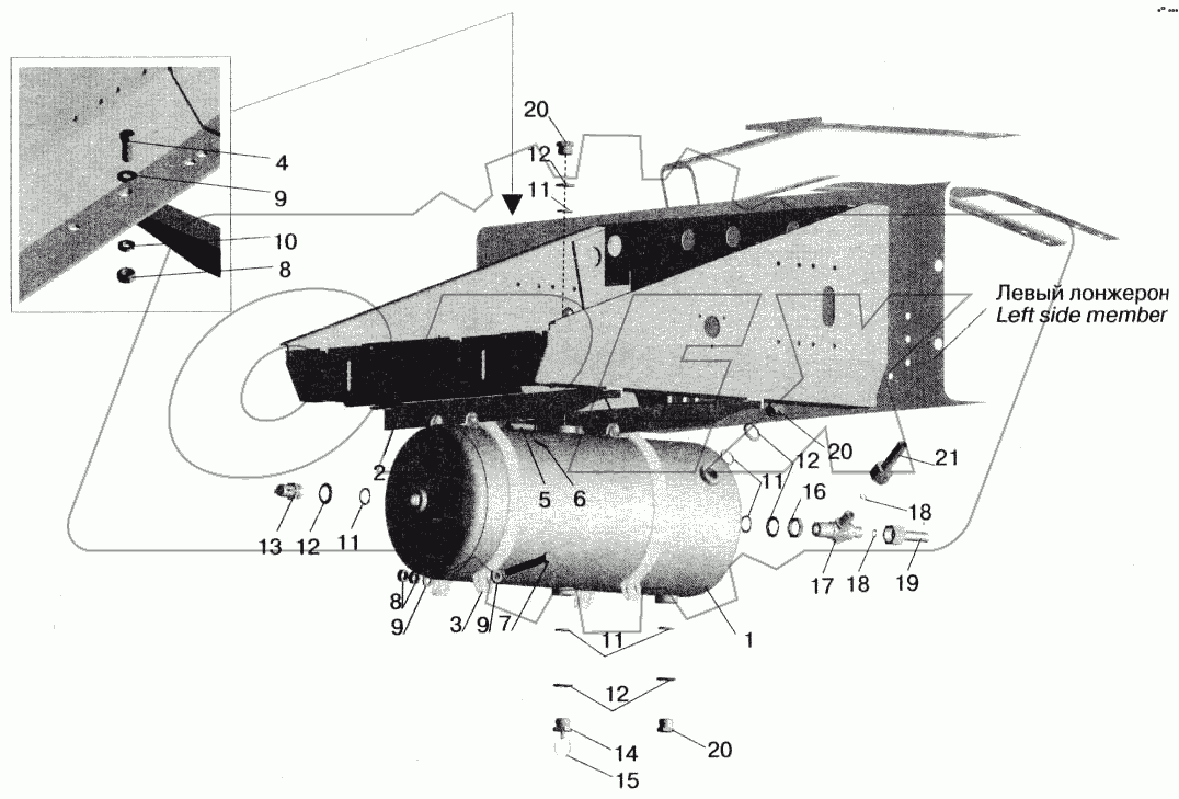 Установка ресивера и присоединительной арматуры МАЗ-555102