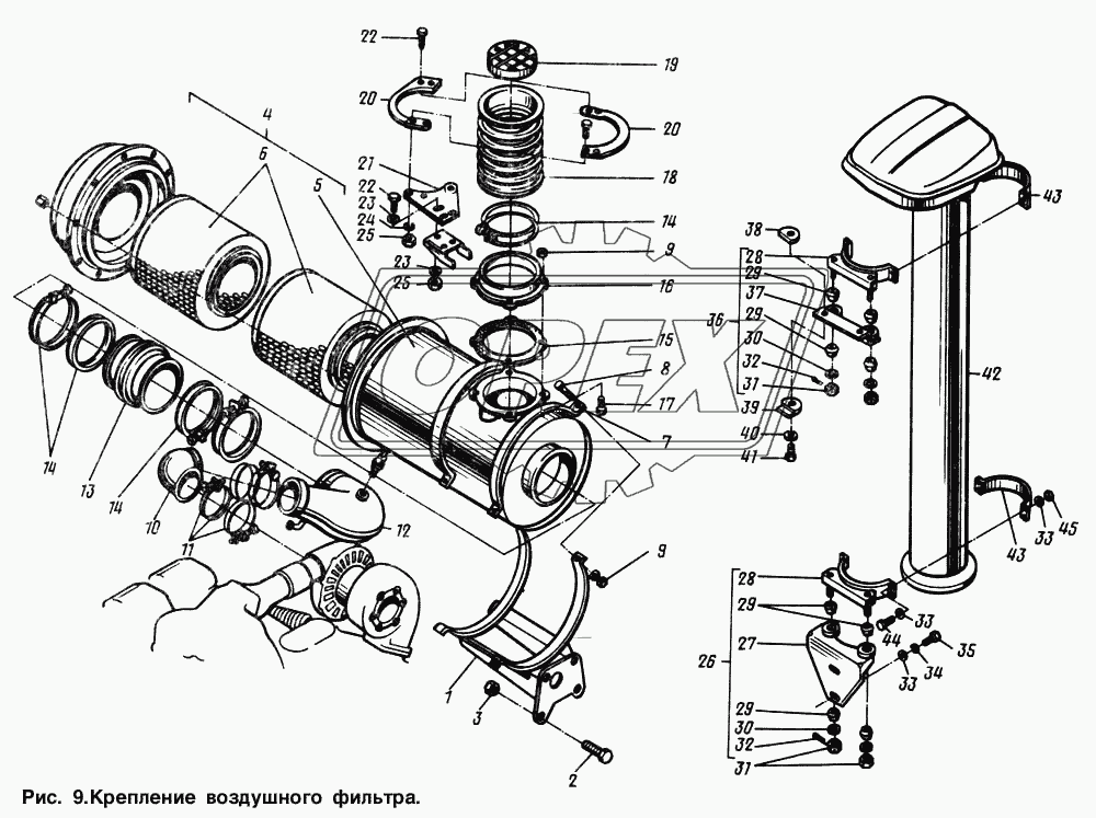 Крепление воздушного фильтра