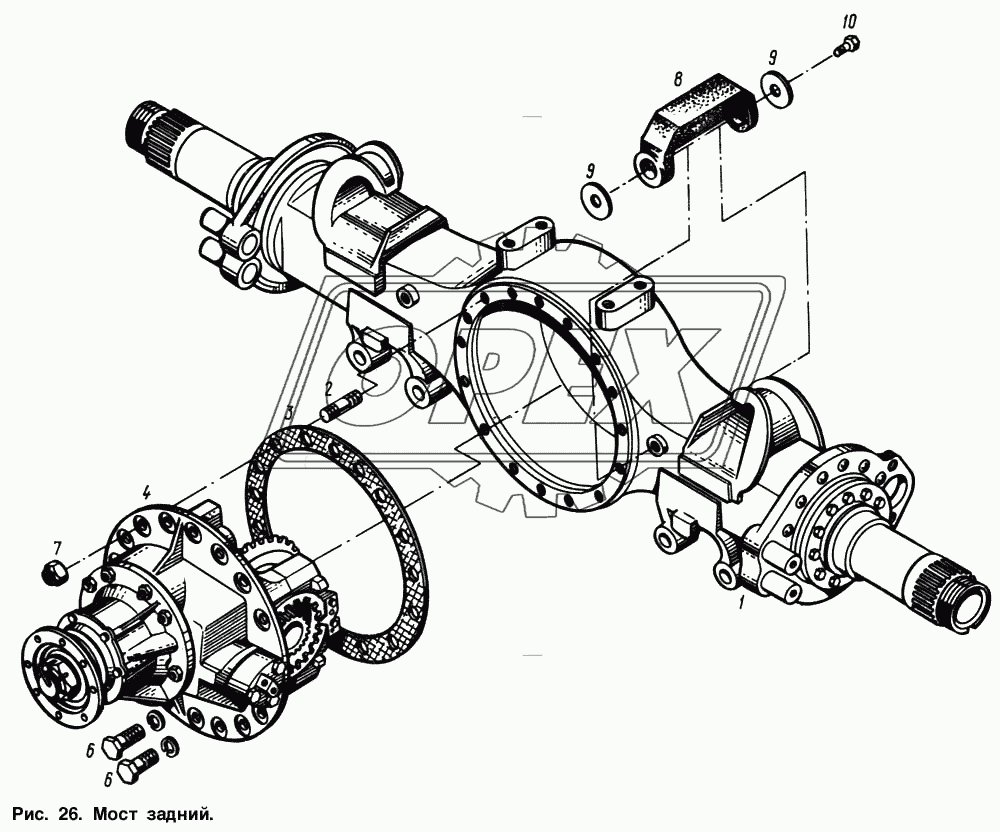 Мост задний. Редуктор с картером моста
