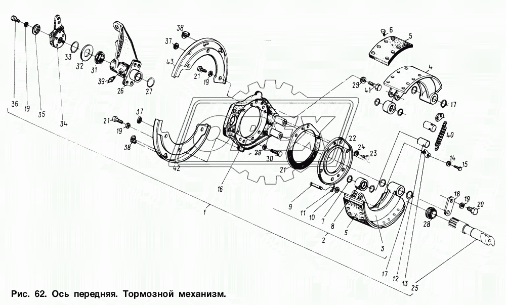 Ось передняя. Тормозной механизм 1