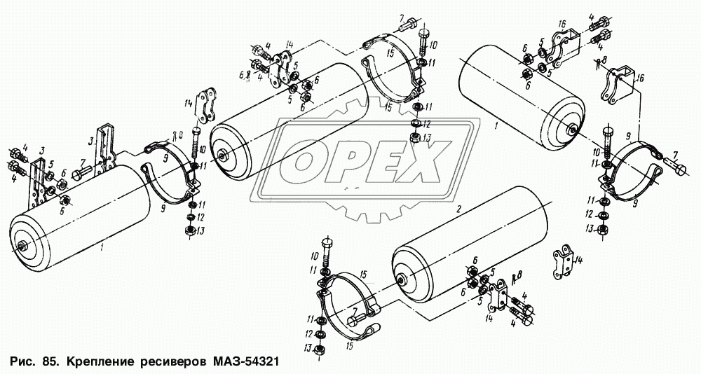 Крепление ресиверов МАЗ-54321