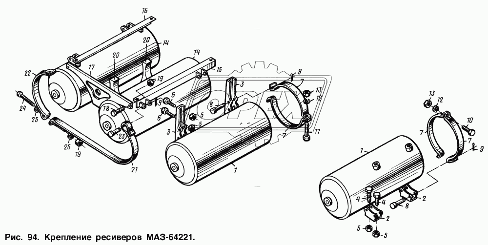 Крепление ресиверов МАЗ-64221