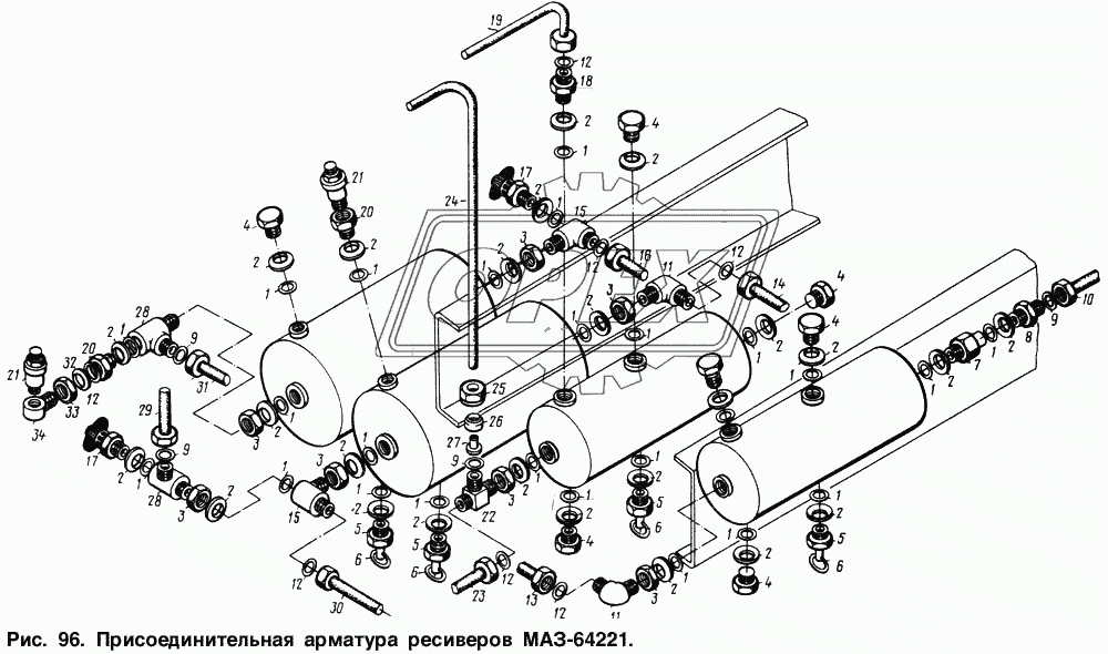 Присоединительная арматура ресиверов МАЗ-64221