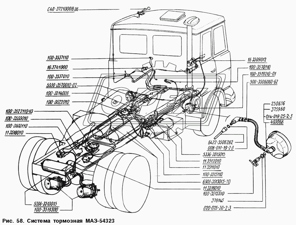Система тормозная МАЗ-54323