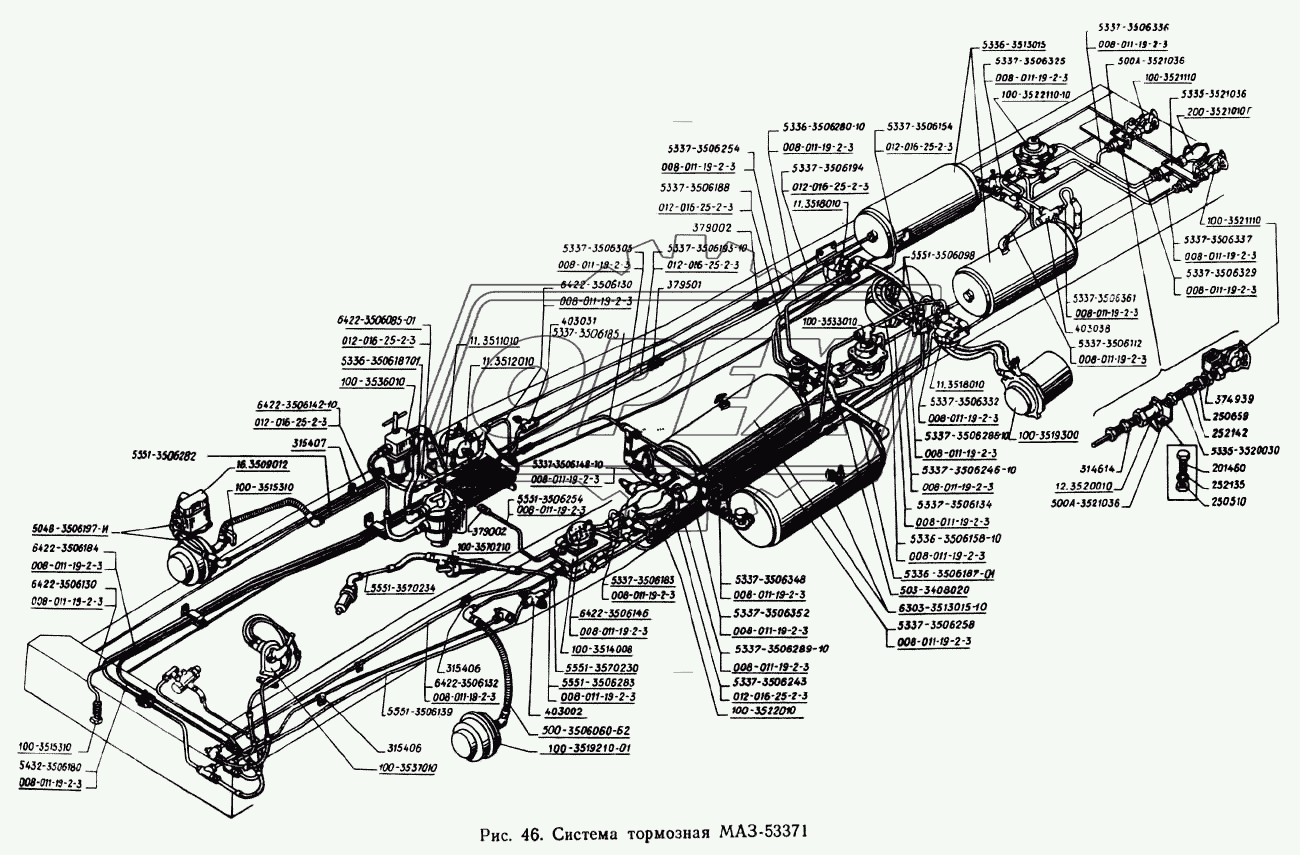 Система тормозная МАЗ-53371