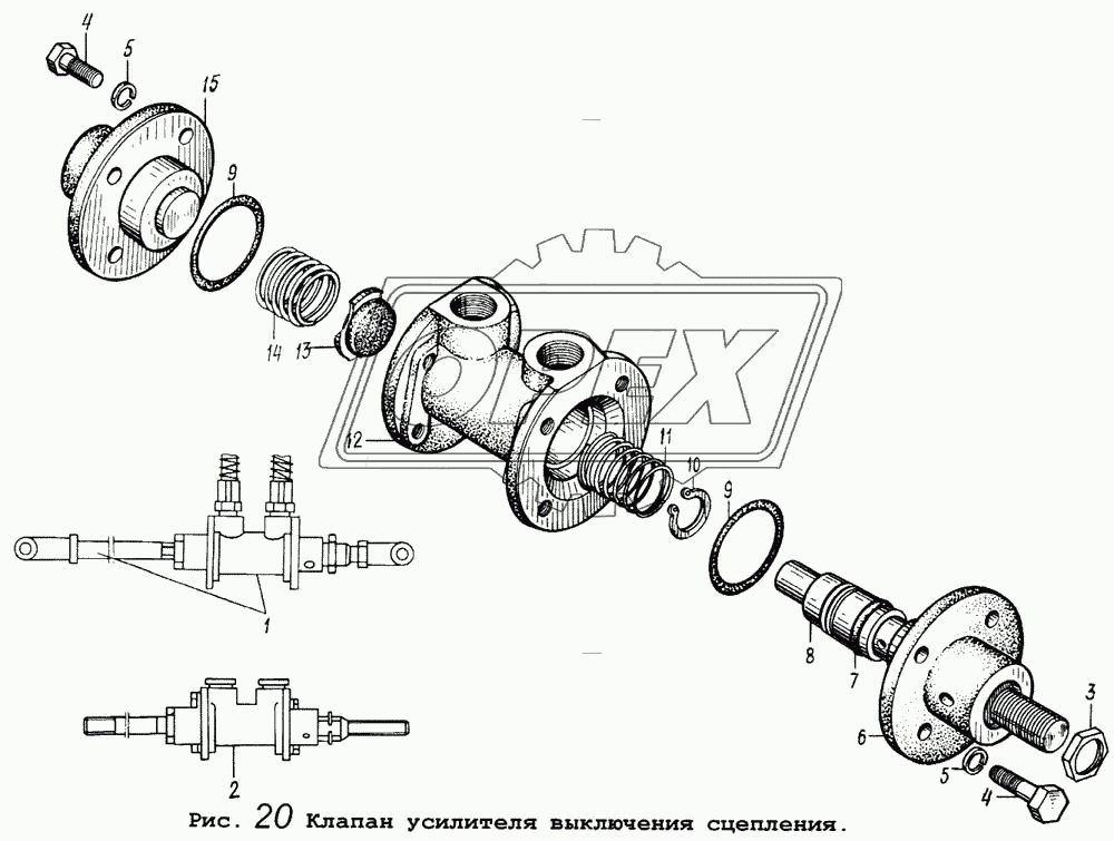 Клапан усилителя выключения сцепления