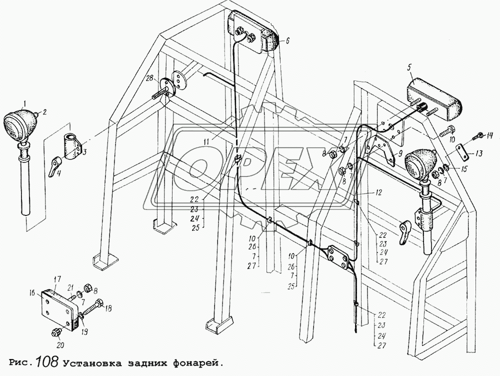 Установка задних фонарей