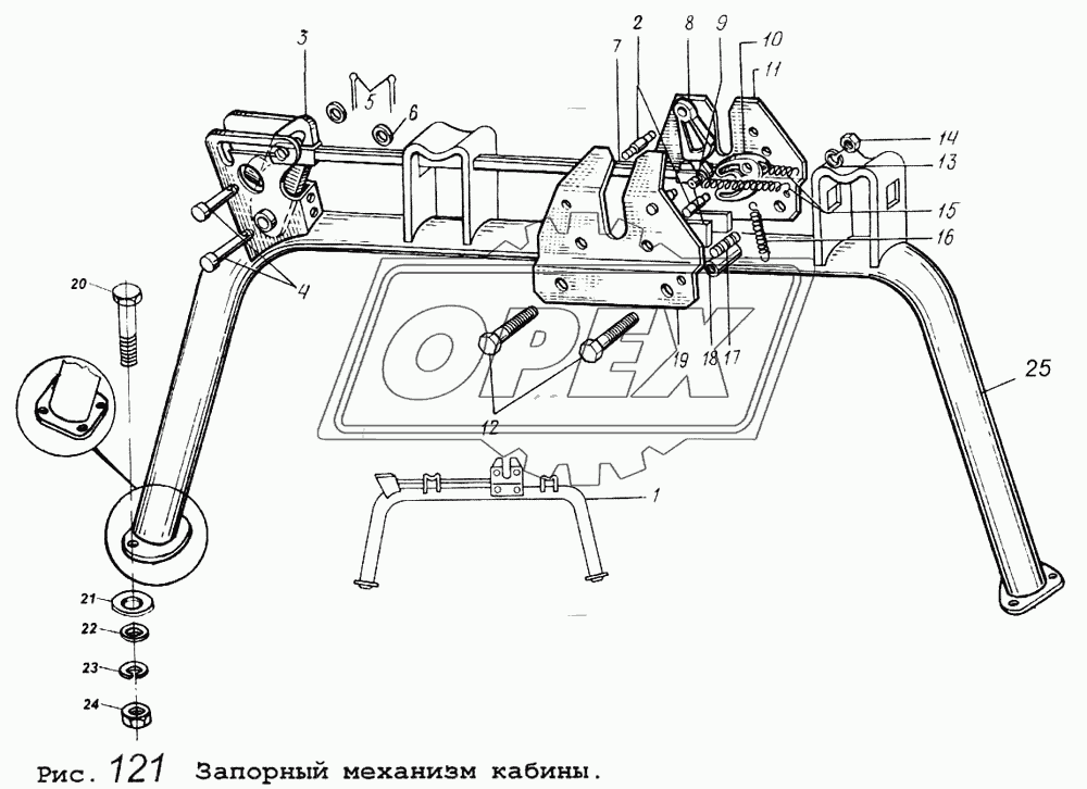 Запорный механизм кабины