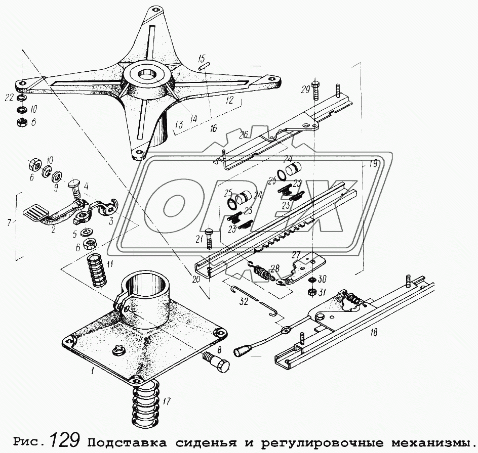 Подставка сиденья и регулировочные механизмы