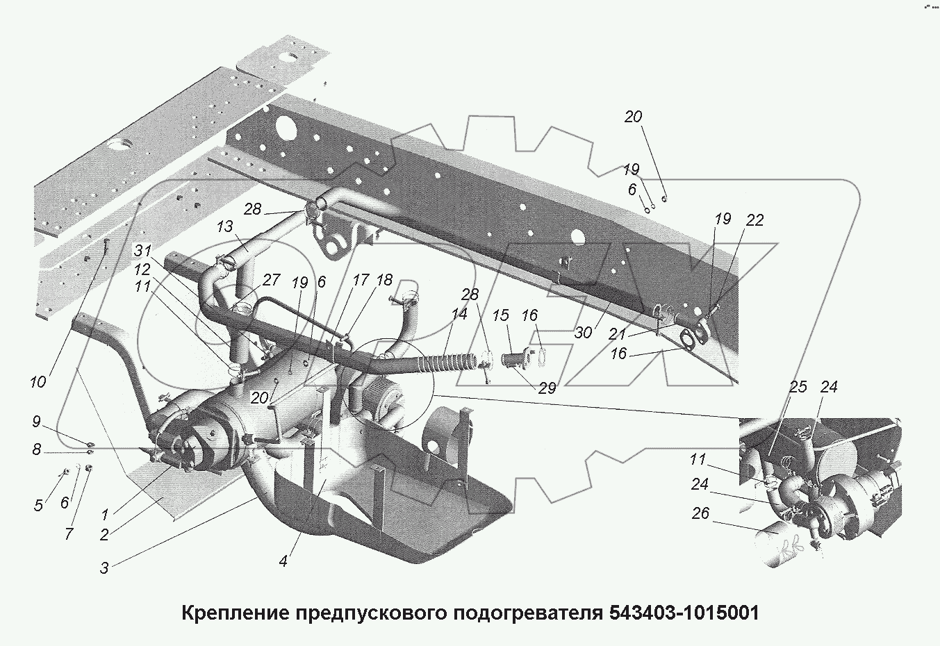 Крепление предпускового подогревателя 543403-1015001