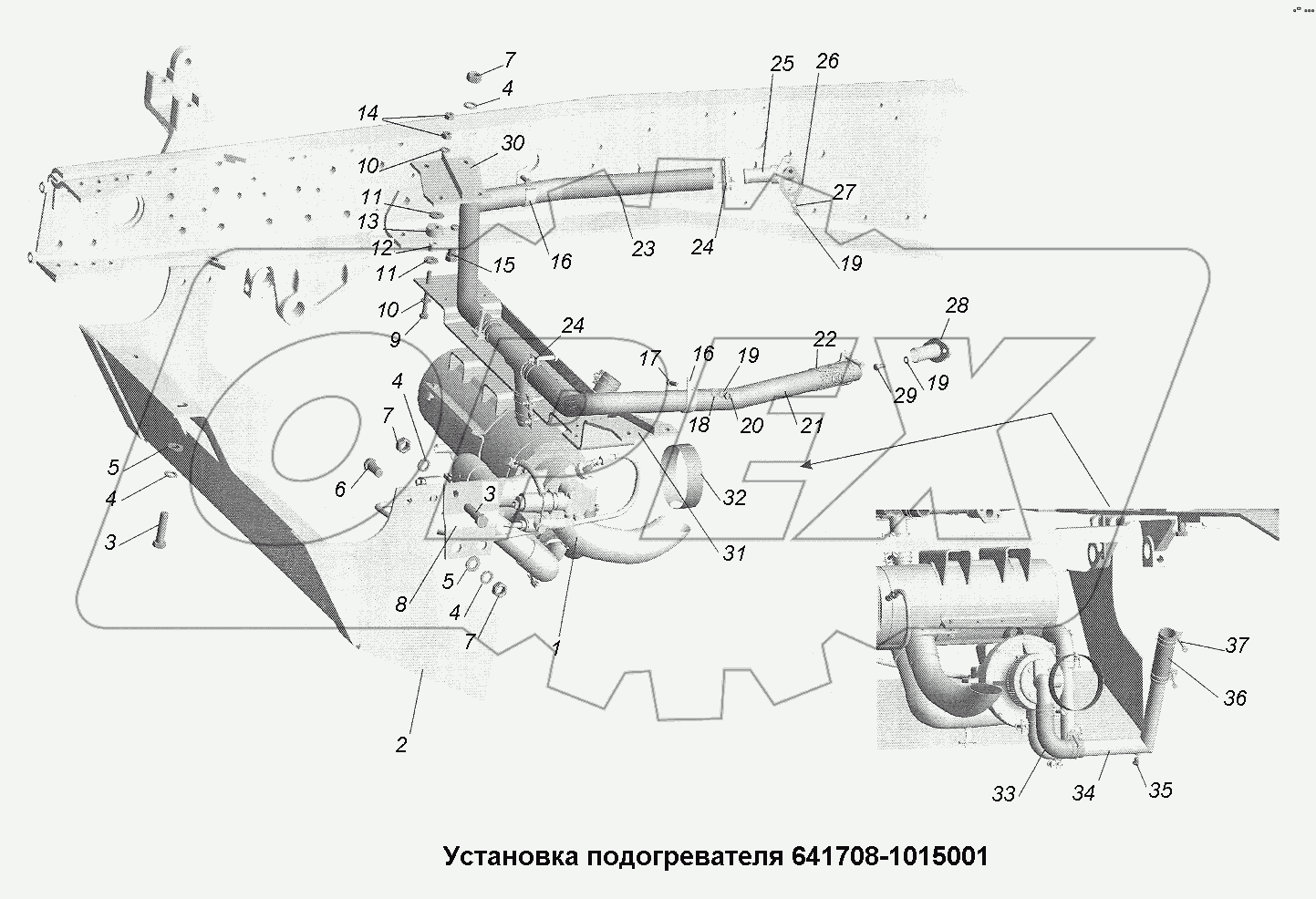 Установка подогревателя 641708-1015001