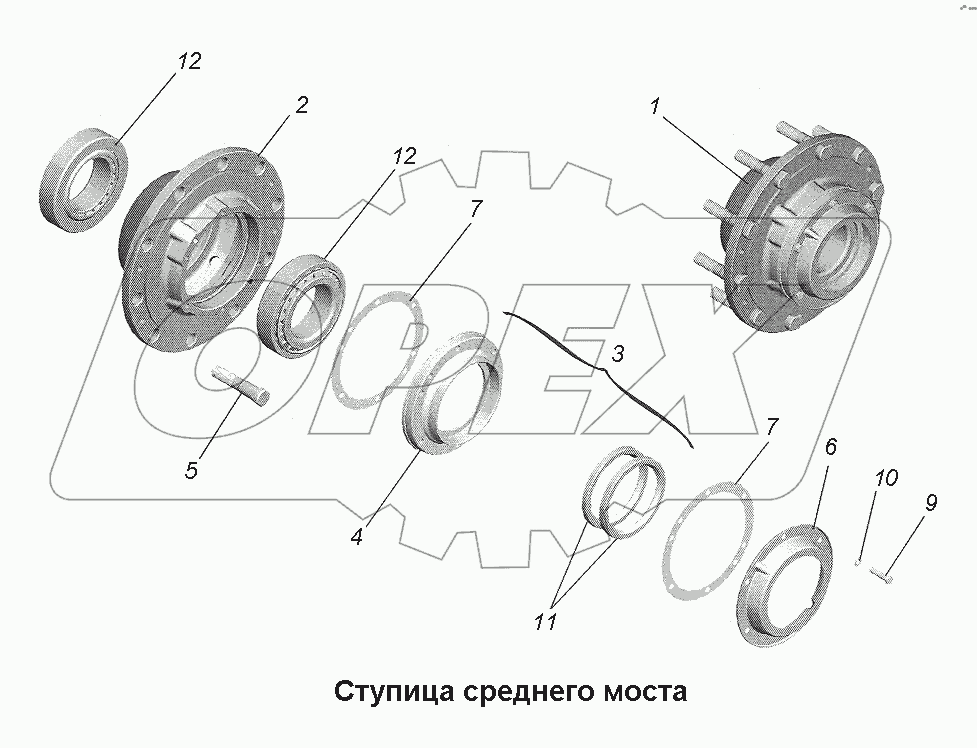 Ступица среднего моста