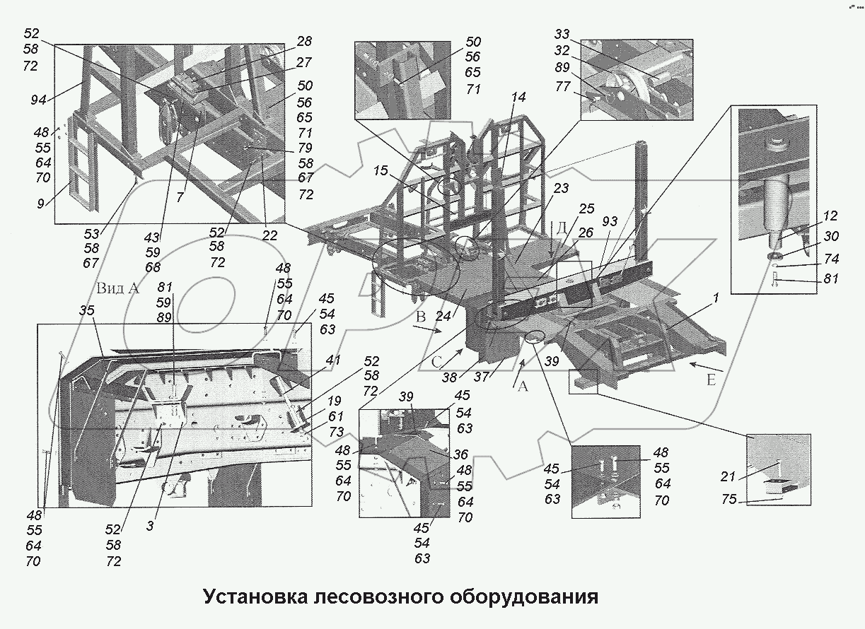 Установка лесовозного оборудования