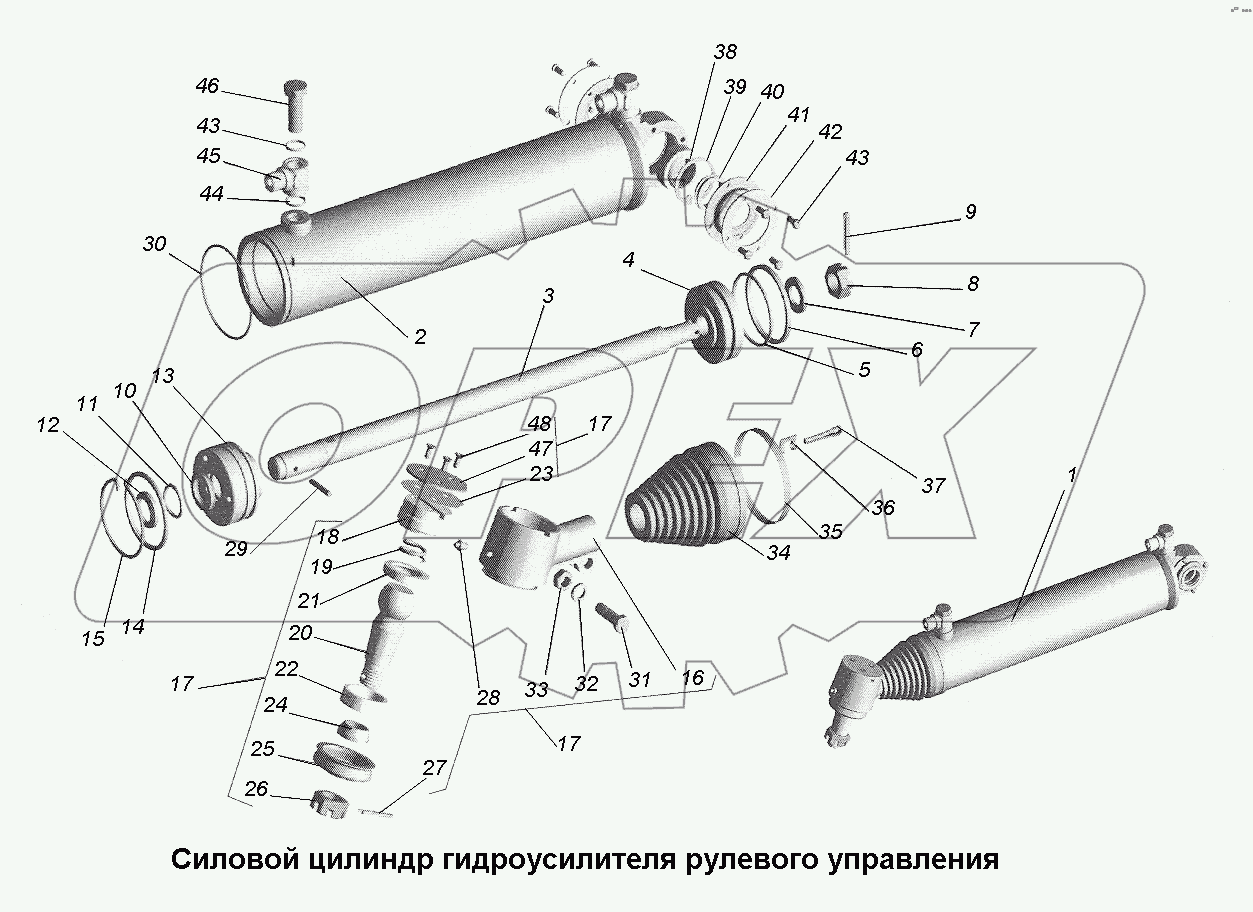 Силовой цилиндр гидроусилителя рулевого управления