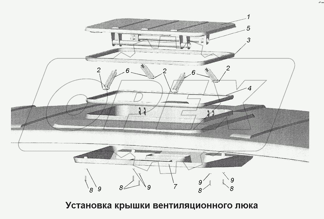 Установка крышки вентиляционного люка