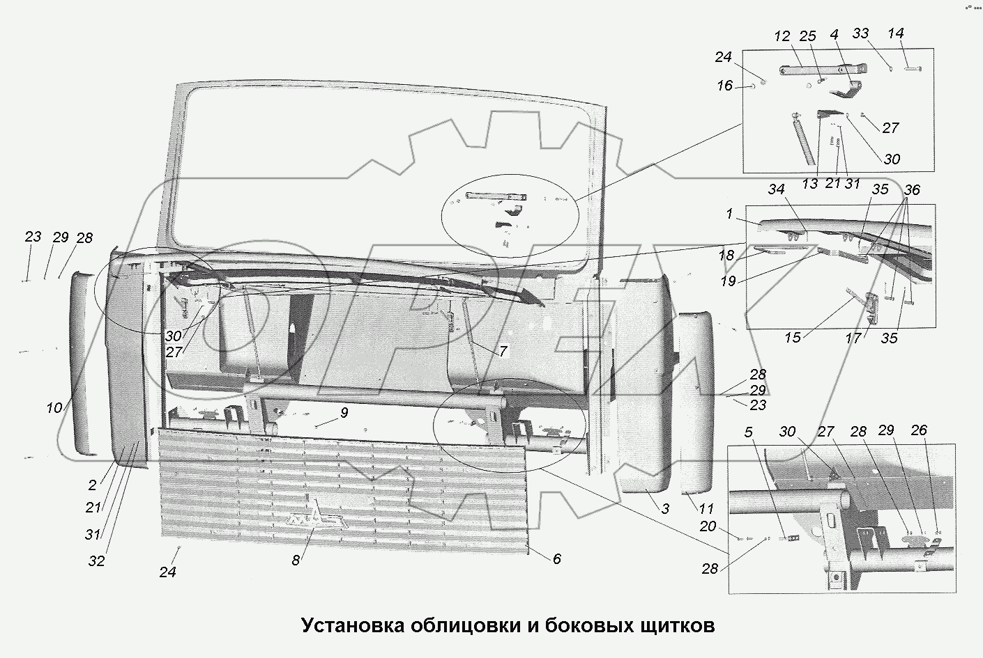 Установка облицовки и боковых щитков