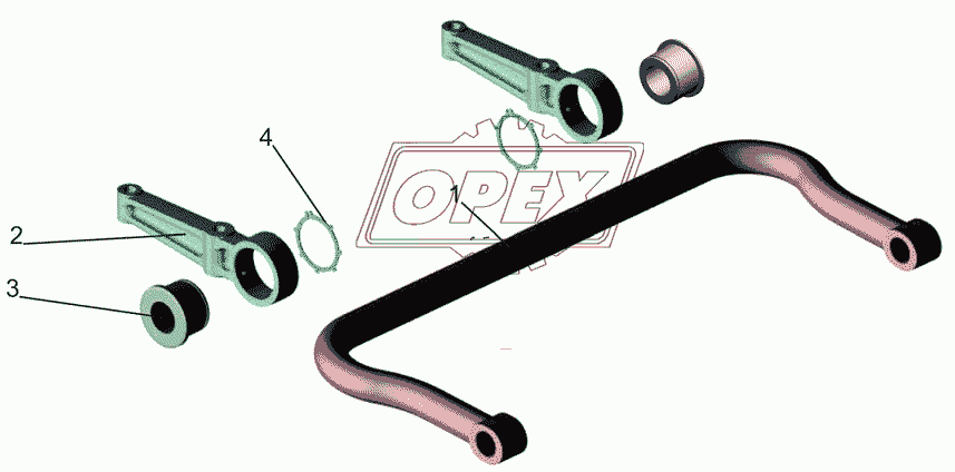 Вал стабилизатора с кронштейнами 6430-2916006