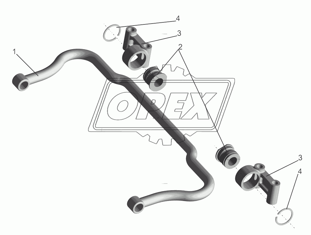 Вал стабилизатора с кронштейнами 6430-2906006