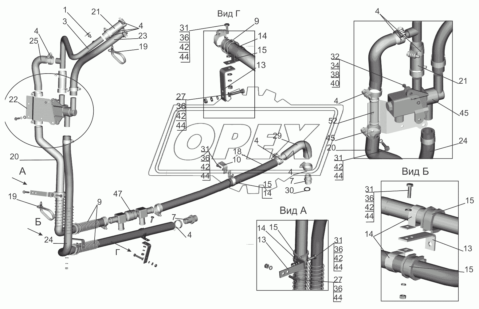 Установка шлангов отопителя 6516А9-8100006-030