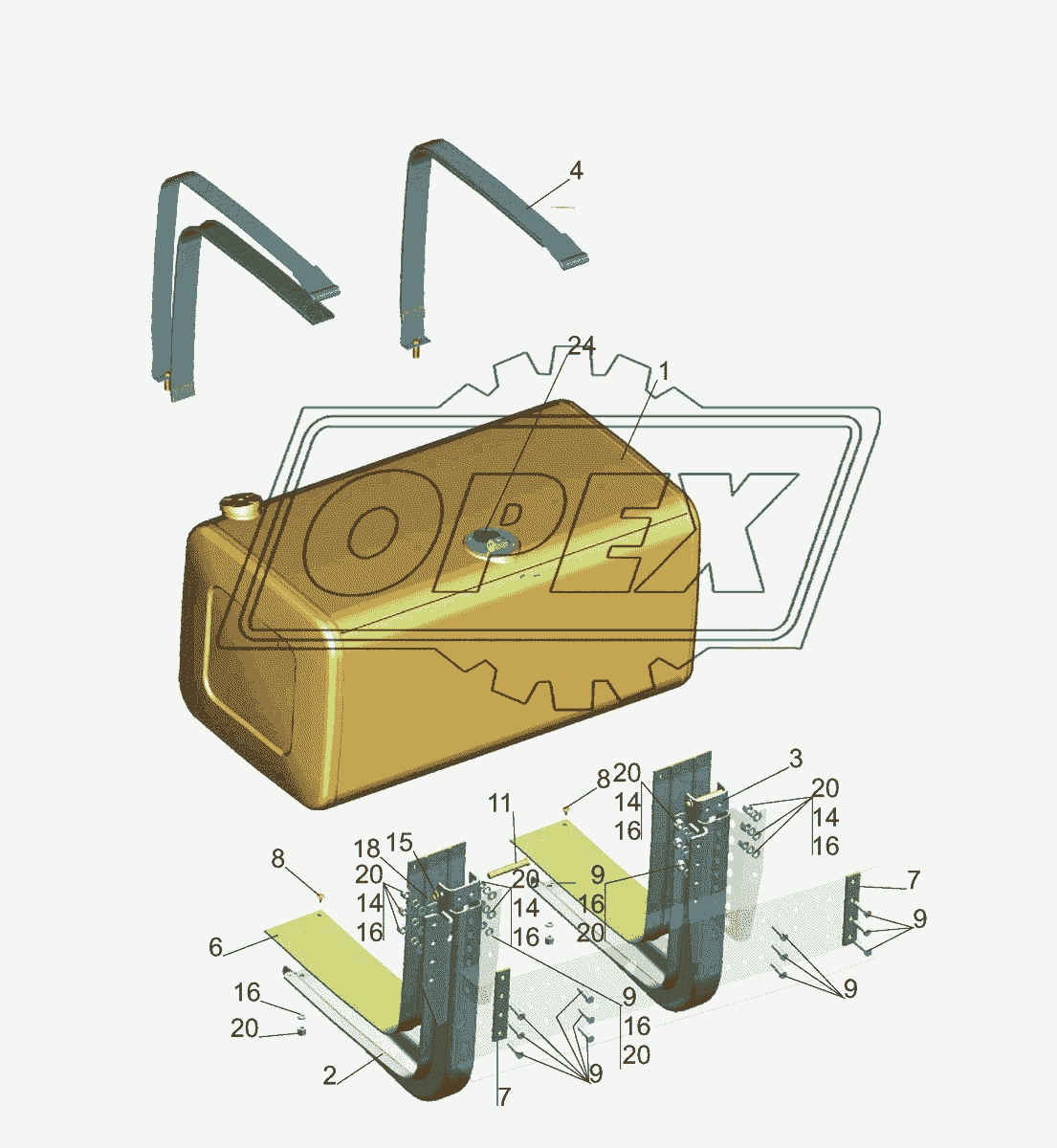 Крепление топливного бака 544019-1101002 (500 литров)