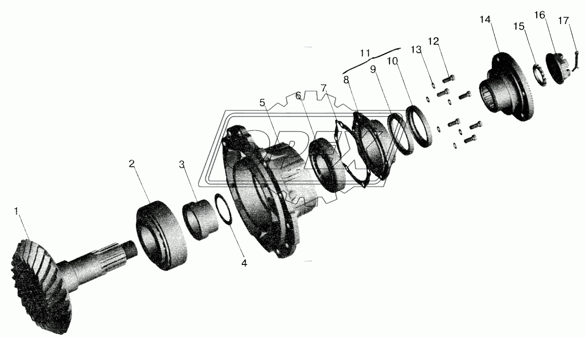 Мост задний МАЗ-543208. Шестерня ведущая