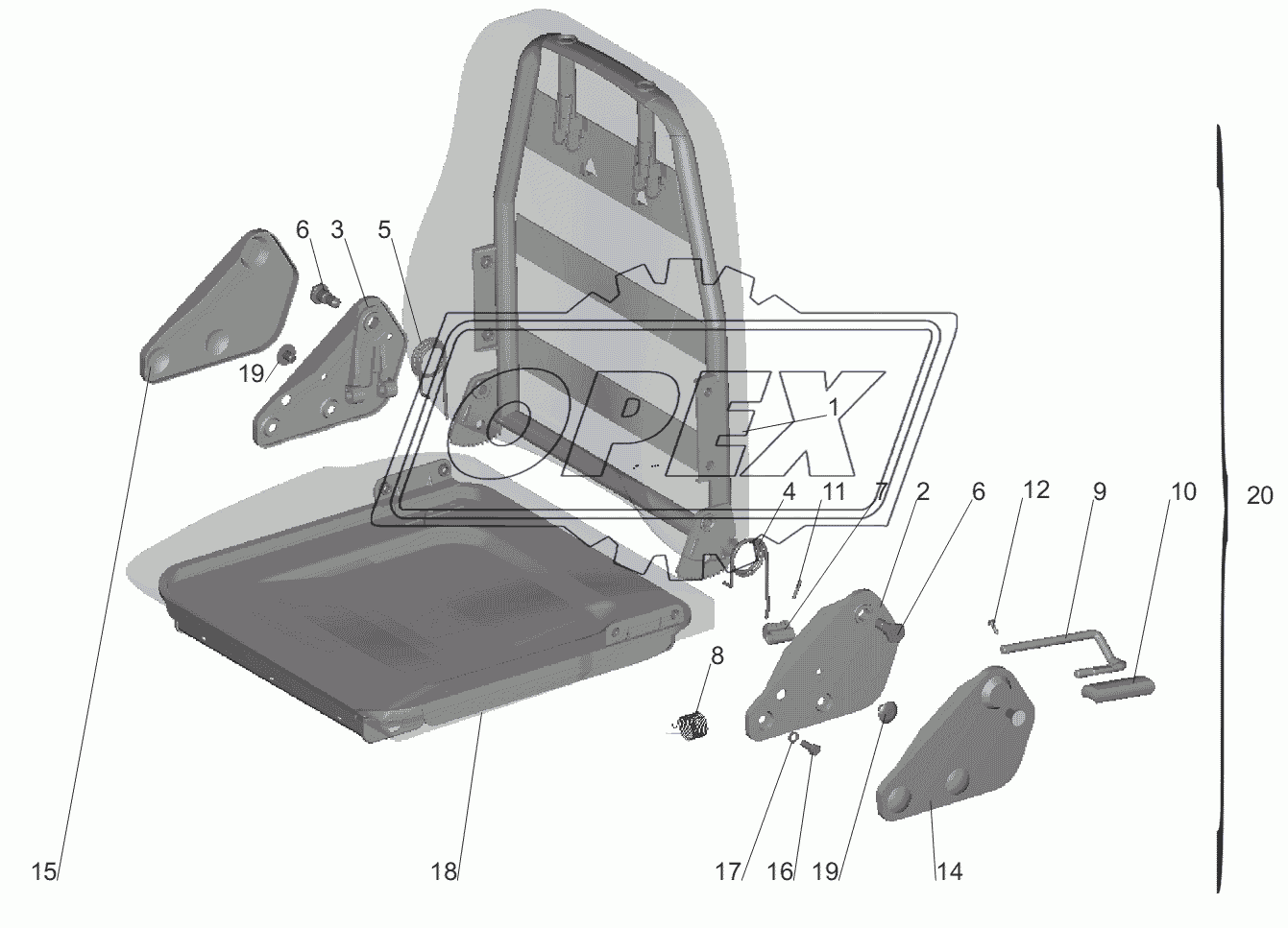 Подушка и спинка сиденья 6430-6800012, 6430-6810012