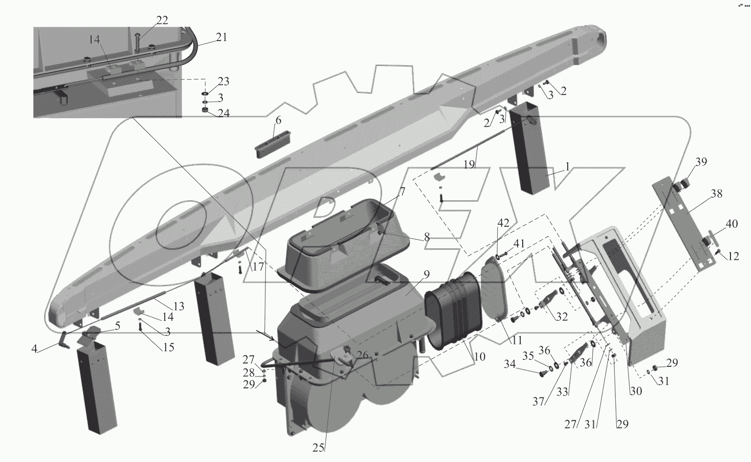 Установка воздушных заслонок и отопителя кабины