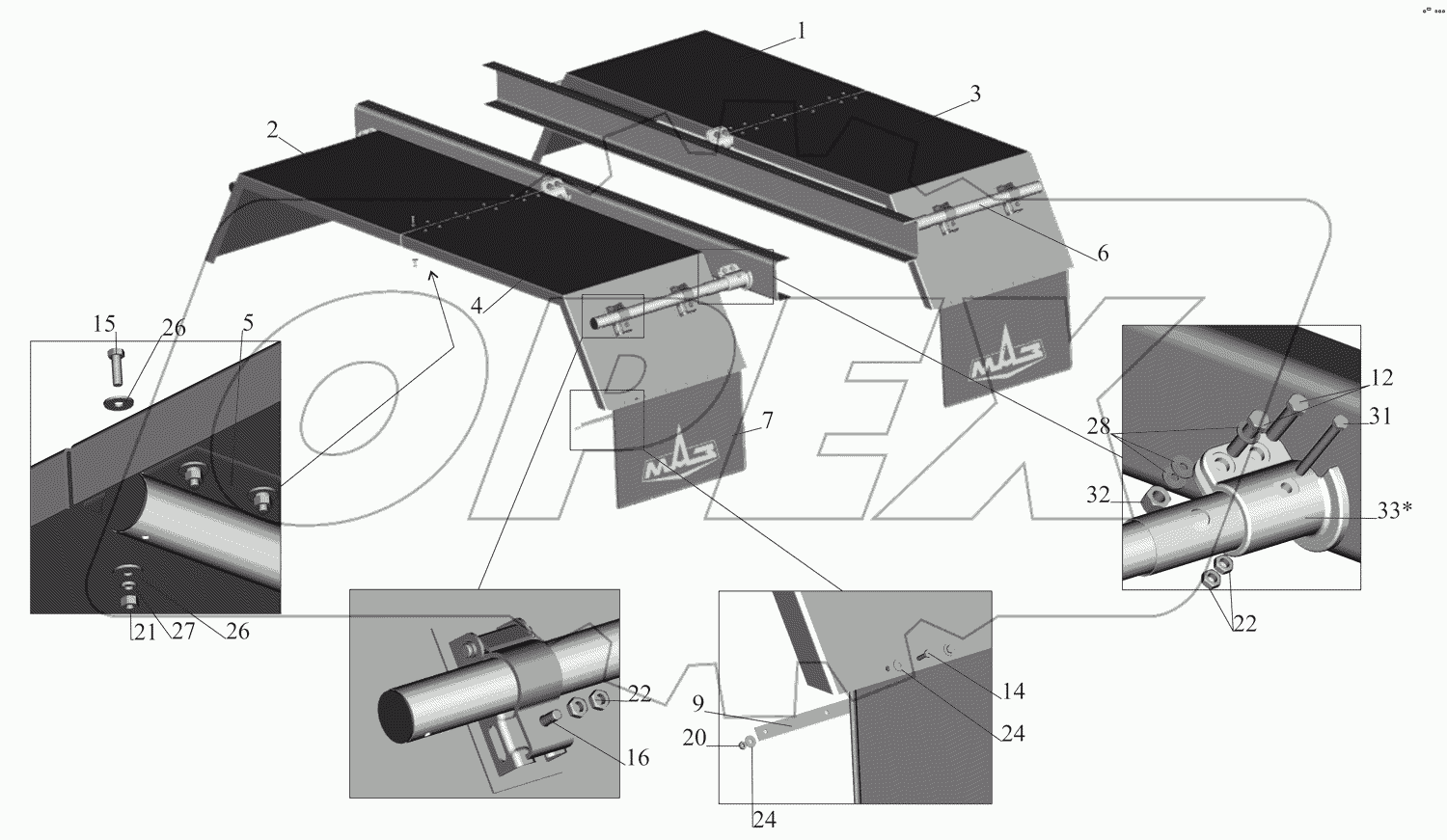 Установка брызговиков 63031-8500040-020