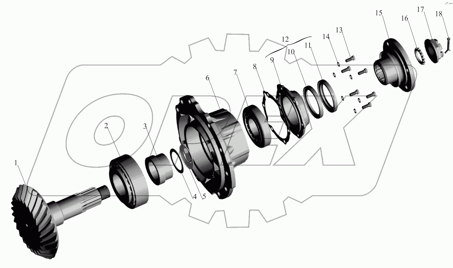 Редуктор заднего моста. Шестерня ведущая