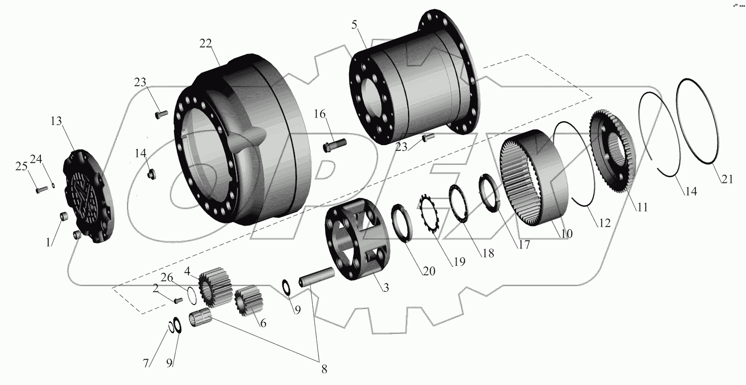 Колесный редуктор заднего моста