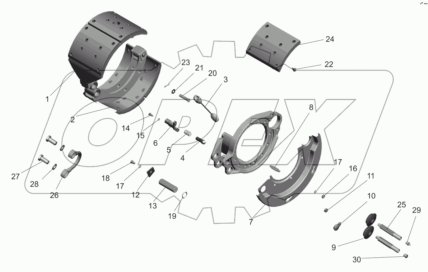 Тормоз колеса заднего моста