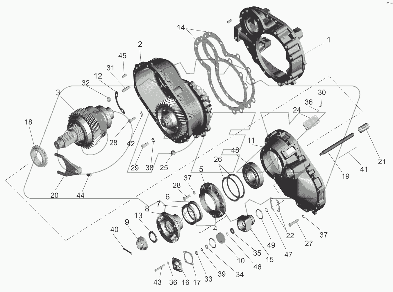 Редуктор среднего моста