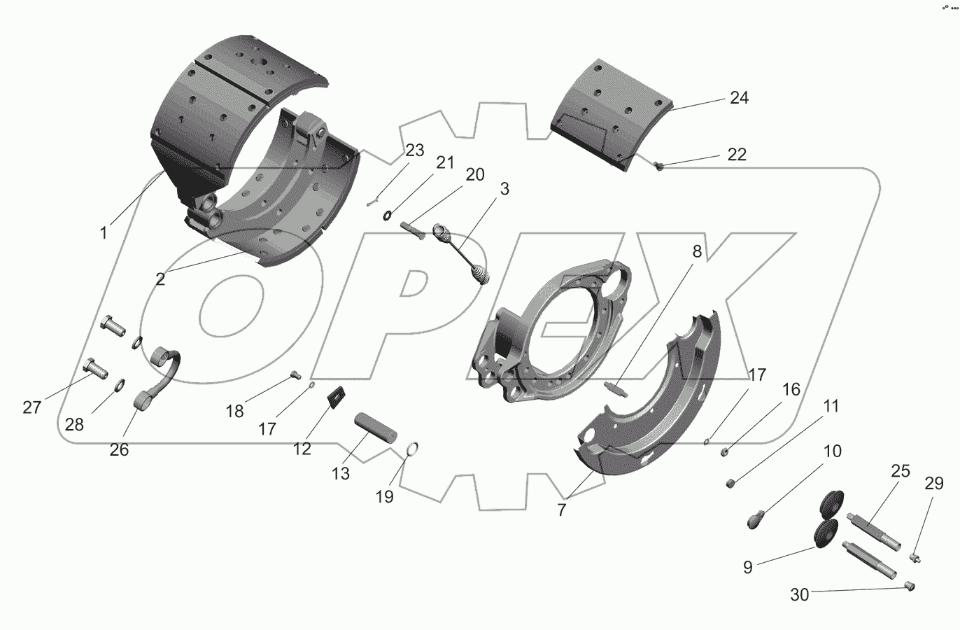 Тормоз колеса среднего моста