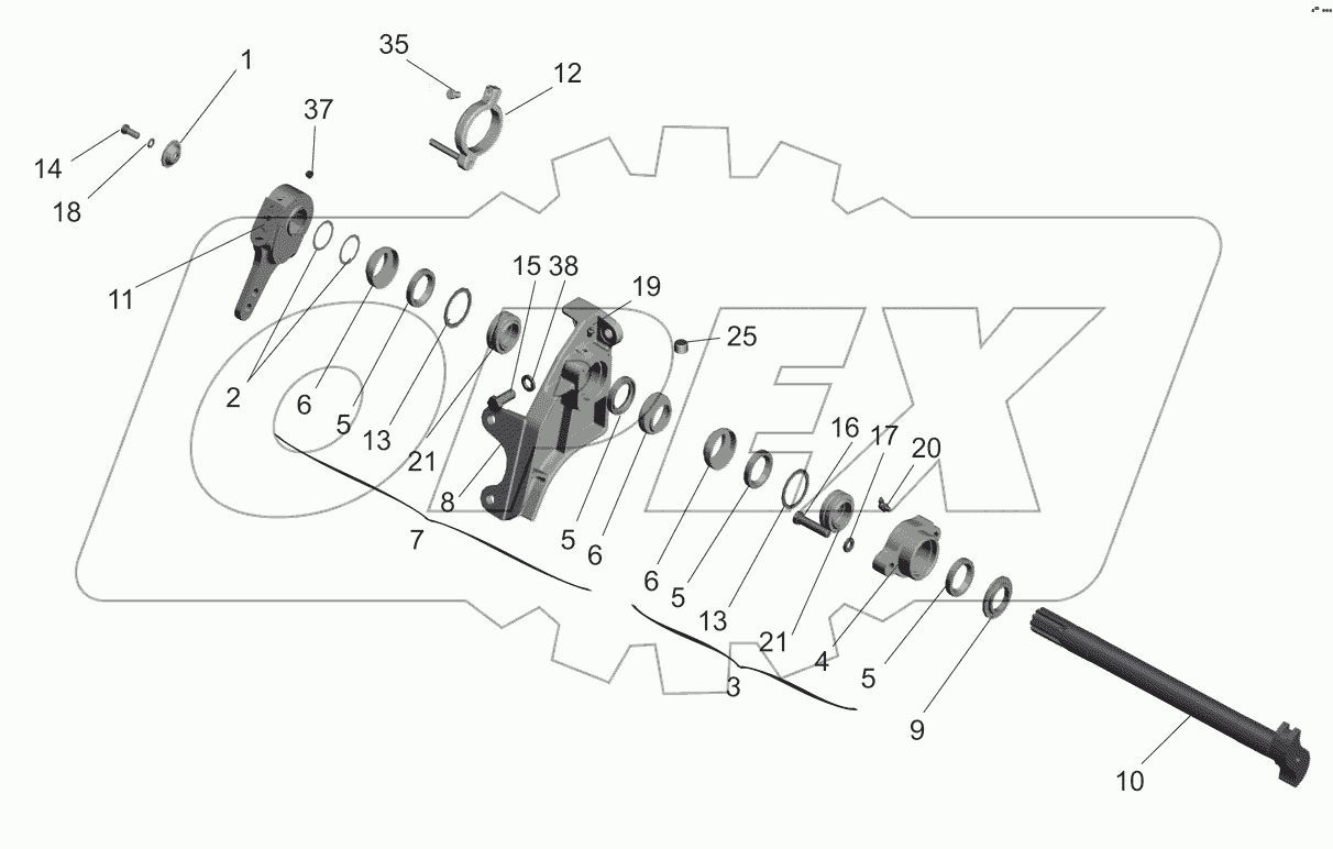 Привод тормозного механизма среднего моста