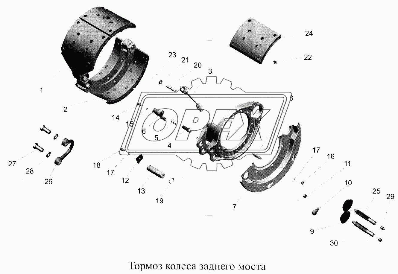 Тормоз колеса заднего моста
