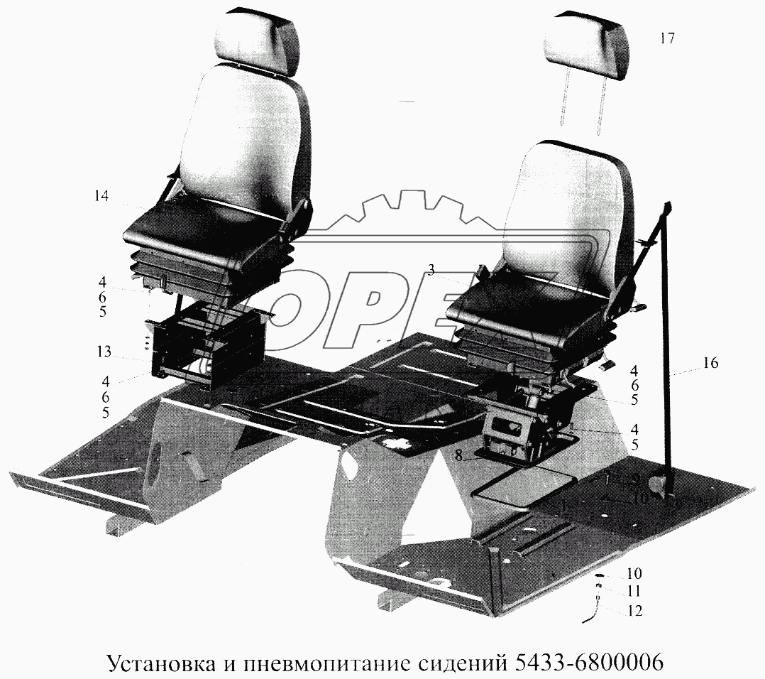 Установка и пневмопитание сидений 5433-6800006
