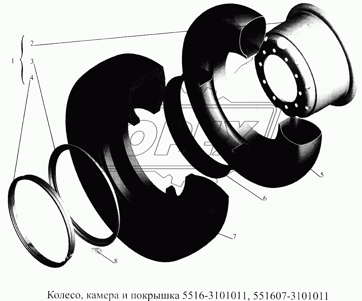 Колесо, камера и покрышка 5516-3101011, 551607-3101011