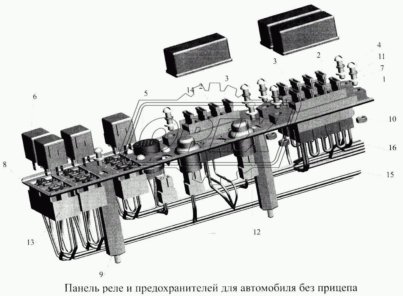 Панель реле и предохранителей для автомобиля без прицепа