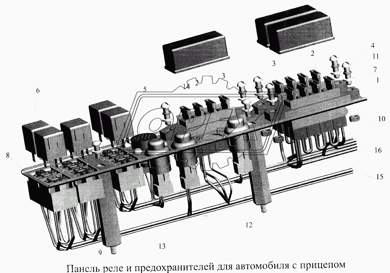 Панель реле и предохранителей для автомобиля с прицепом