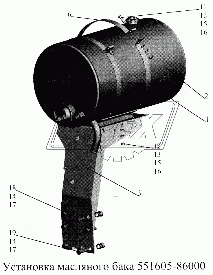 Установка масляного бака 551605-8600034-025