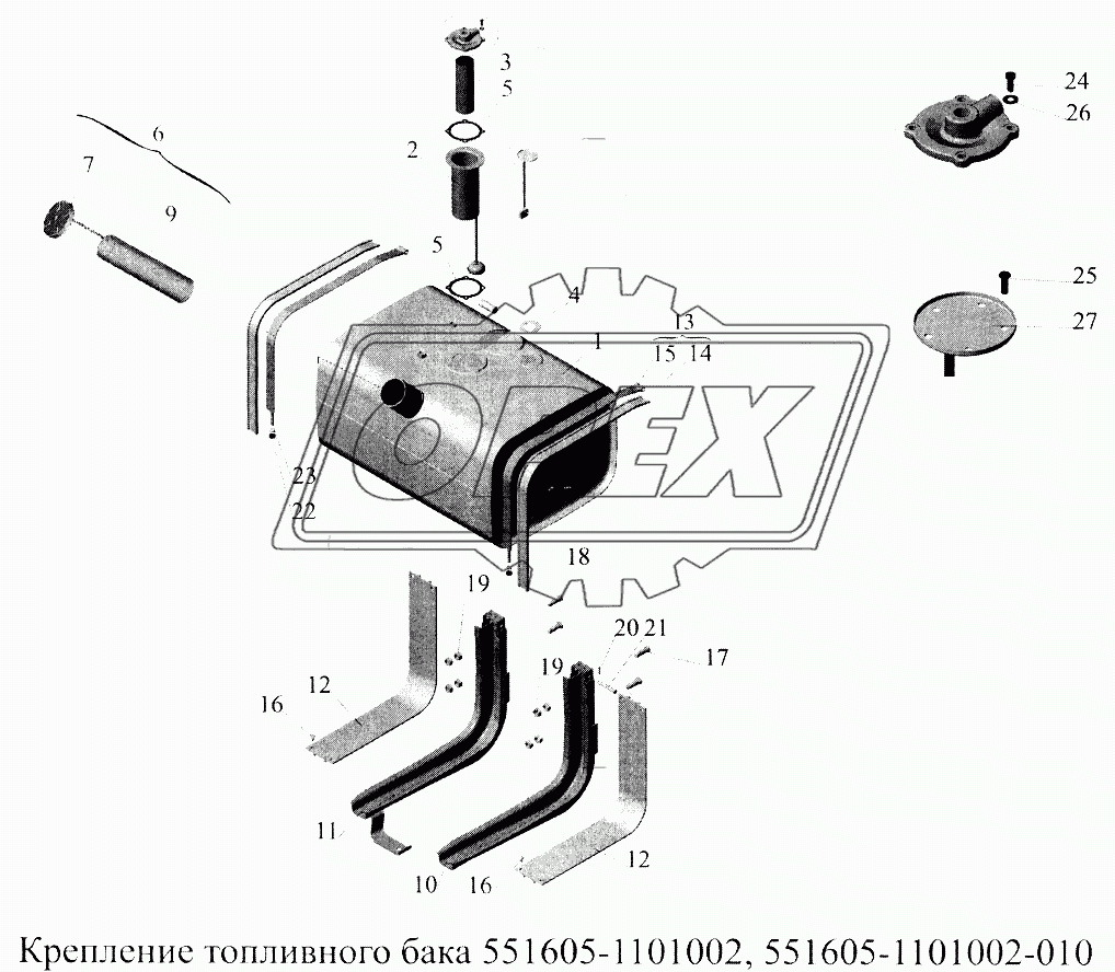 Крепление топливного бака 551605-1101002, 551605-1101002-010