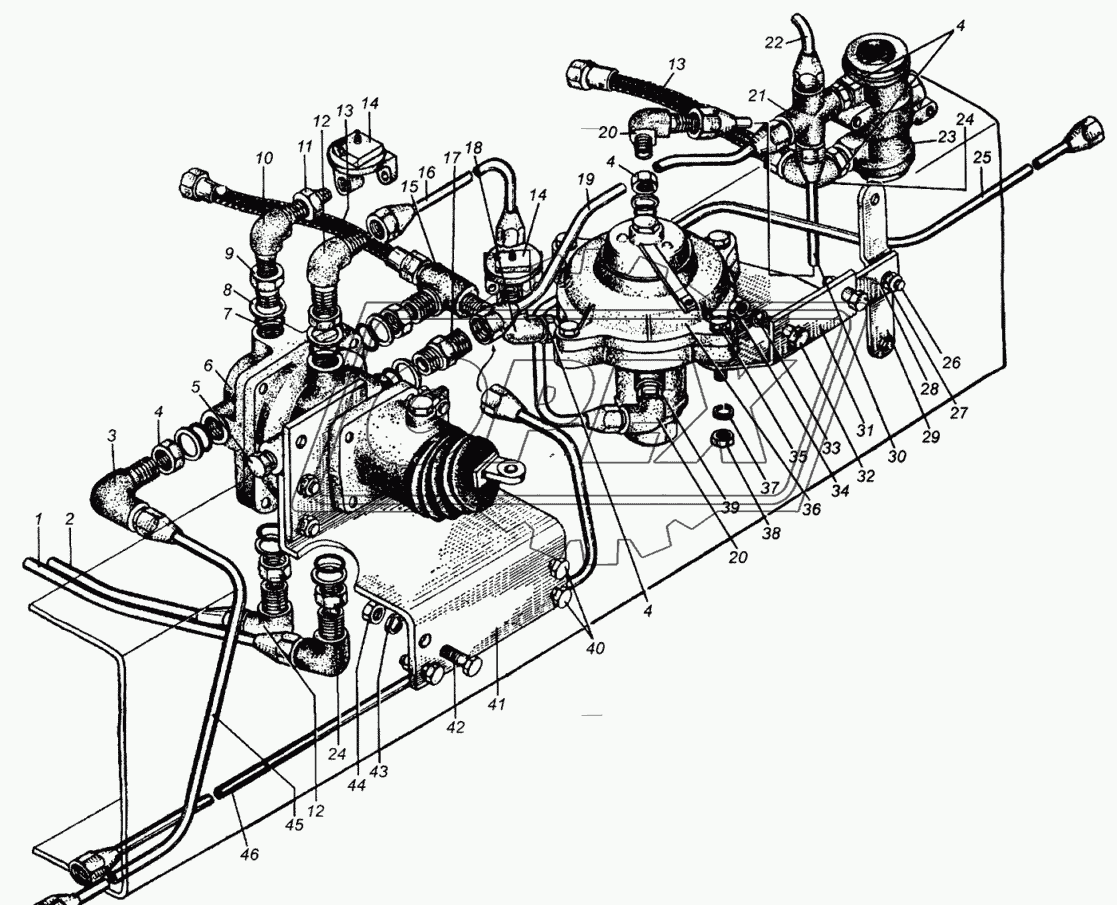 Трубопроводы к тормозным кранам МАЗ-5335