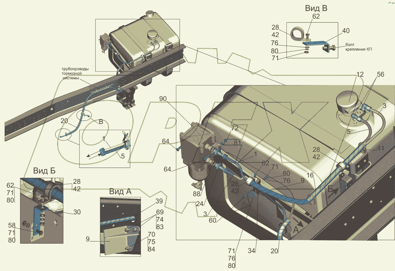 Установка топливопроводов 5550V5-1104002-010