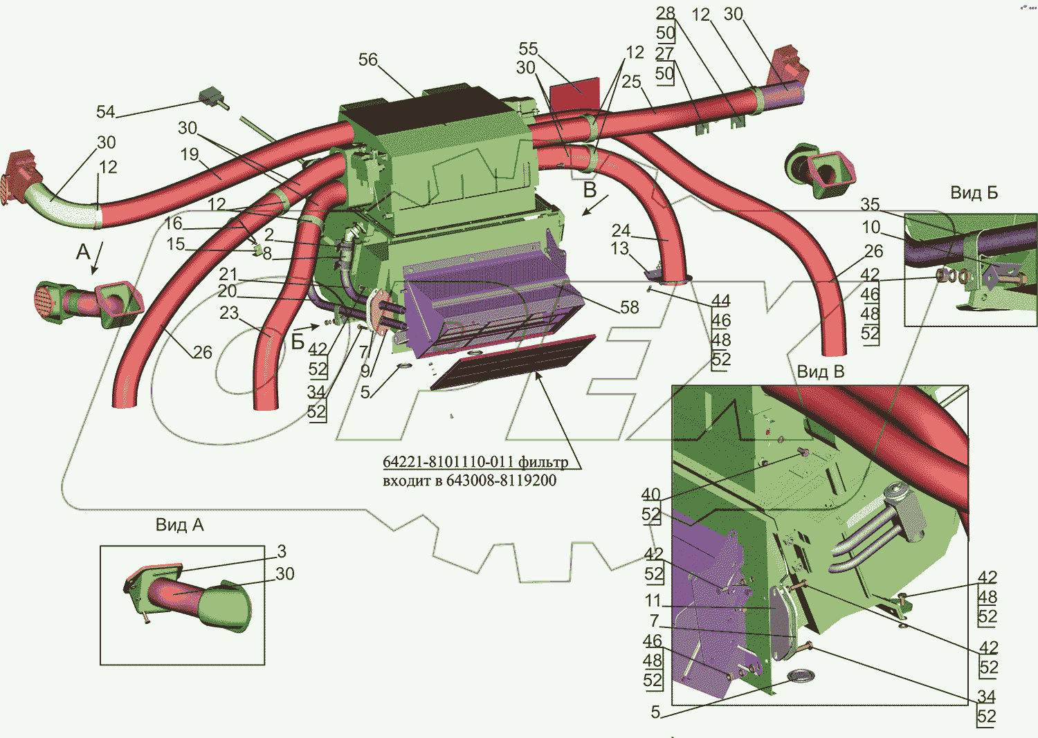 Установка отопителя 631019-8100001