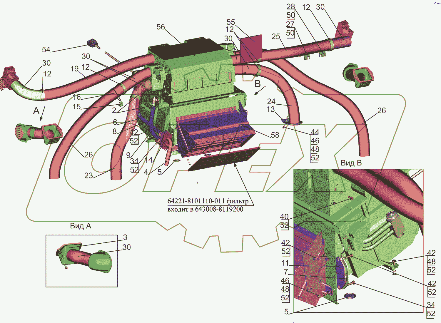 Установка отопителя 643008-8100001