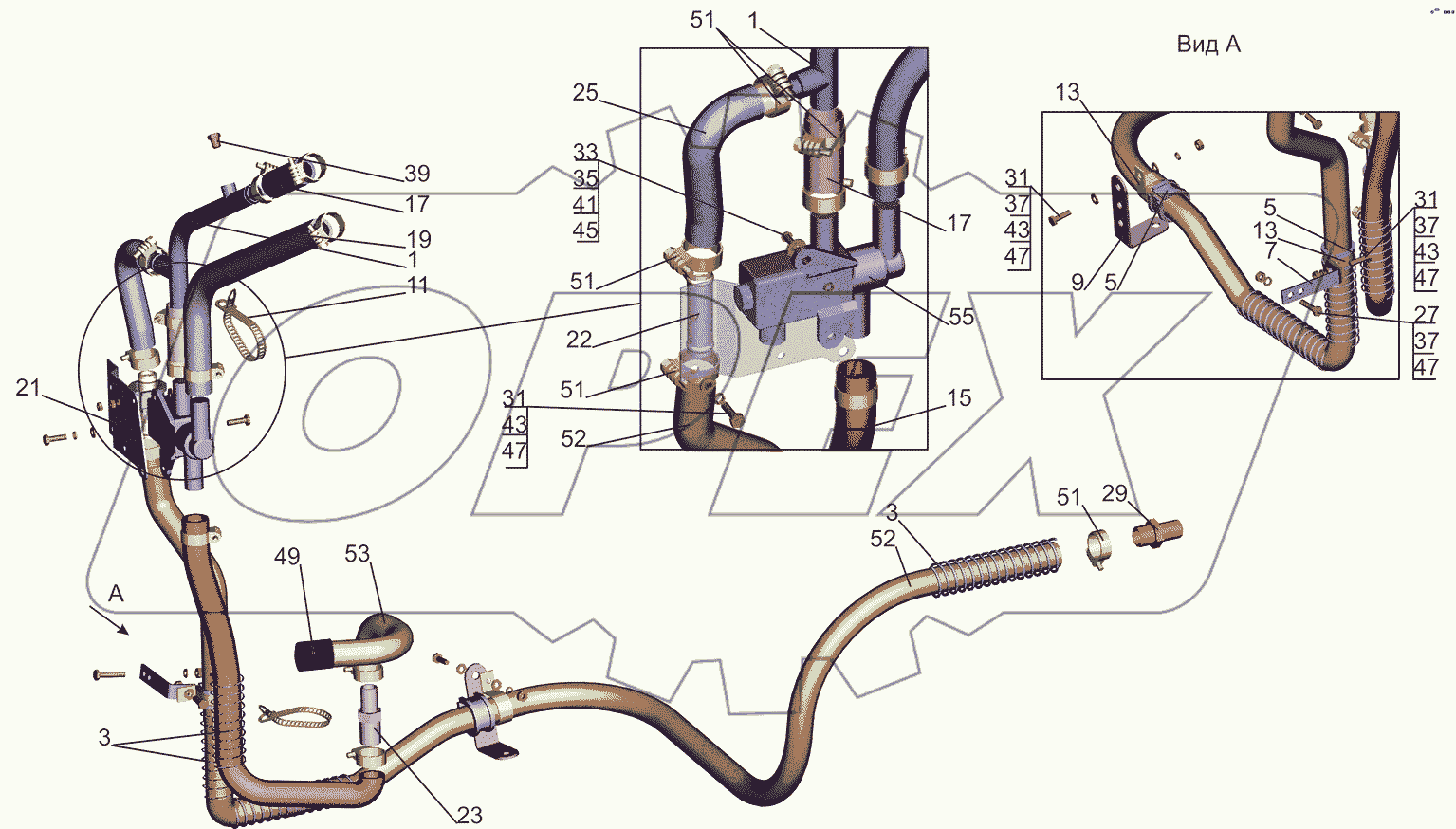 Установка шлангов отопителя 5340V4-8100006-020